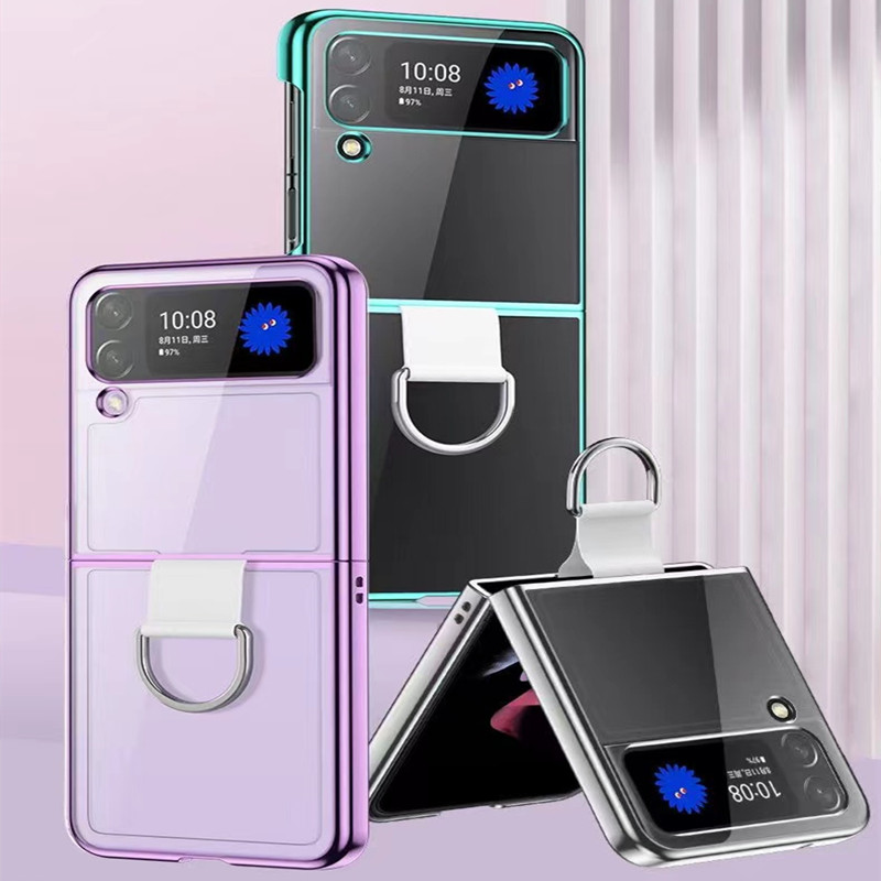 Samsung zflip4 skládací pouzdro na mobilní telefon, kovové kroužkové přezky na mobilní telefon pouzdro, chytré ochranné pouzdro na mobilní telefon, které lze složit